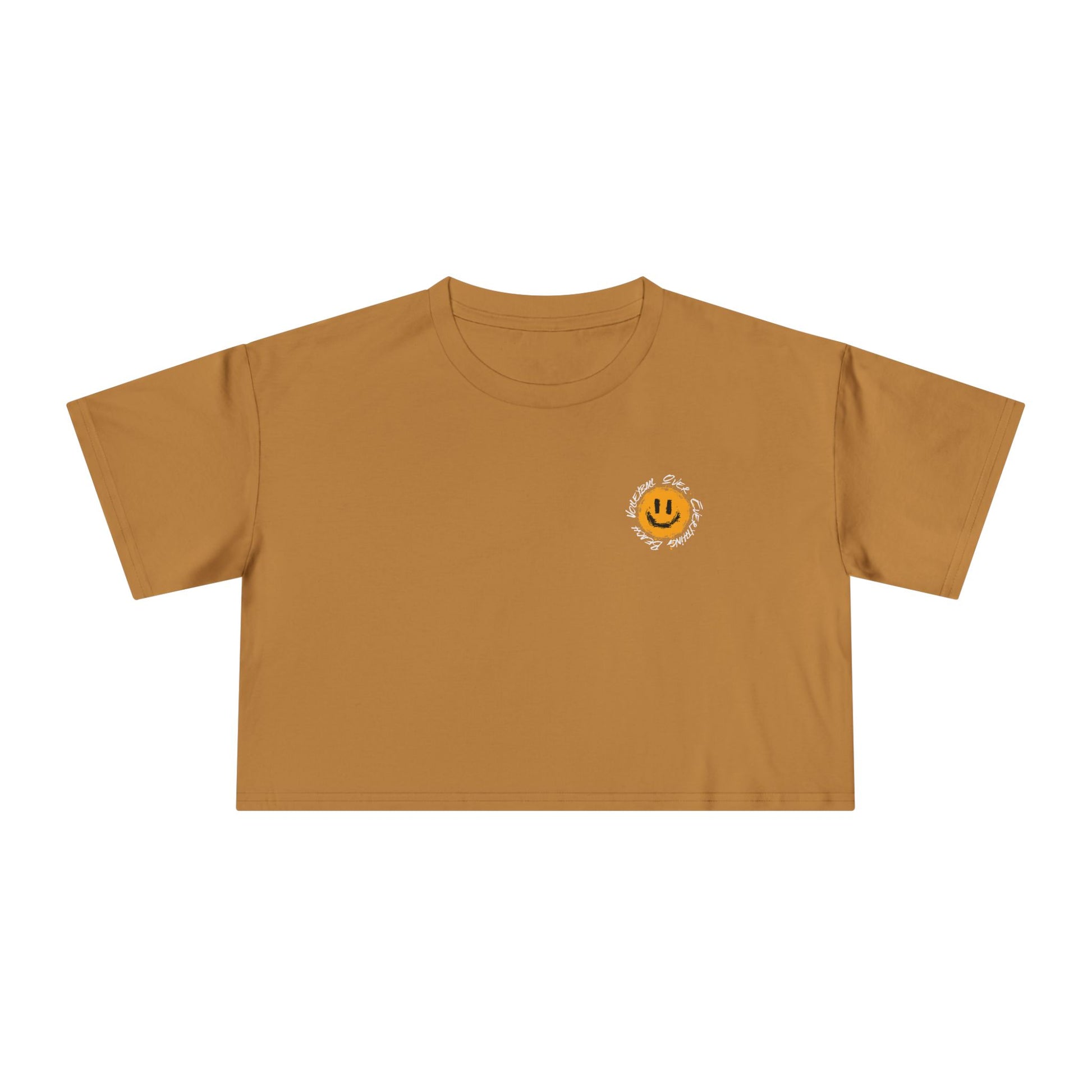 Smiley Message Women's Crop Tee | Casual Summer Top, Gift for Friends, Trendy Streetwear, Vacation Essentials
