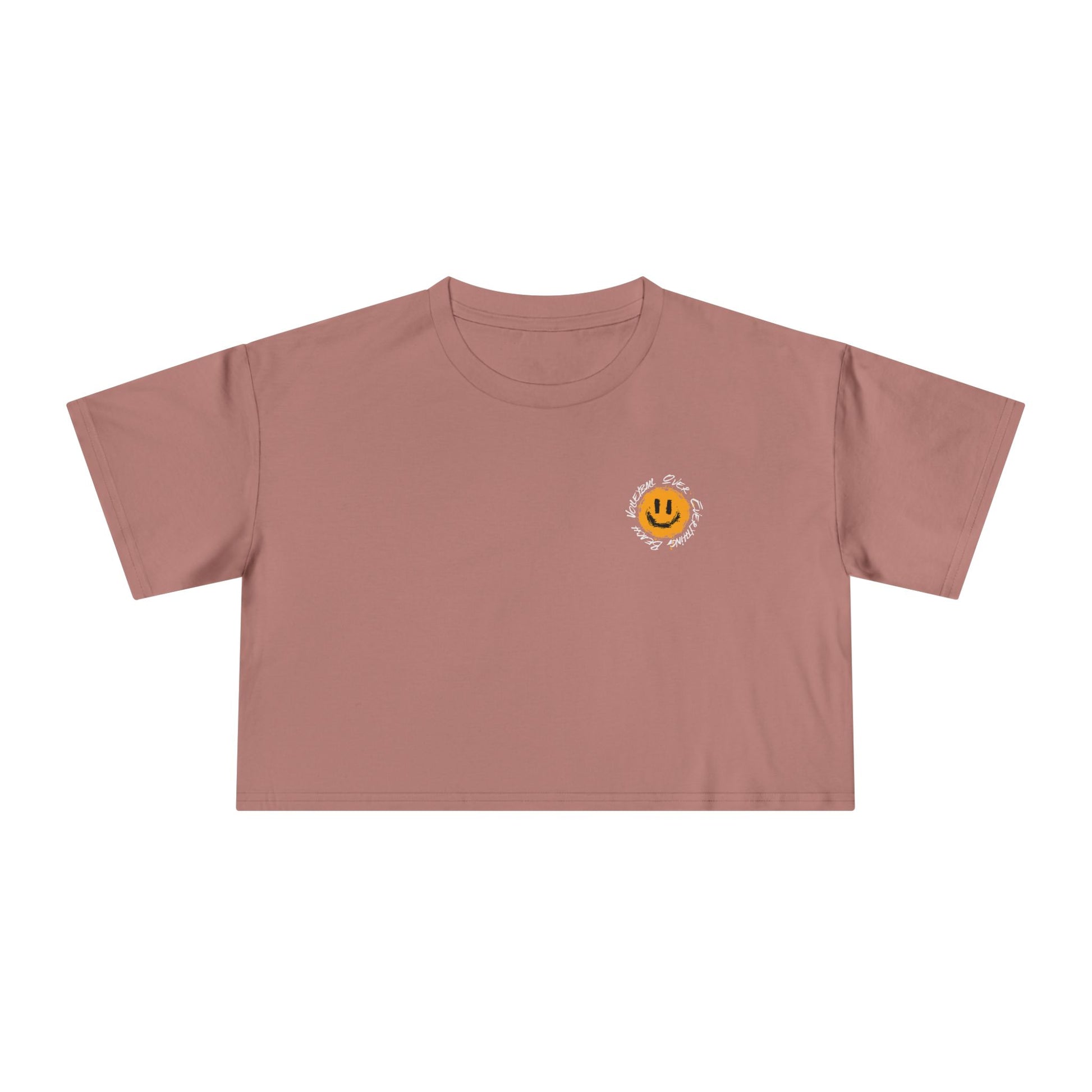 Smiley Message Women's Crop Tee | Casual Summer Top, Gift for Friends, Trendy Streetwear, Vacation Essentials