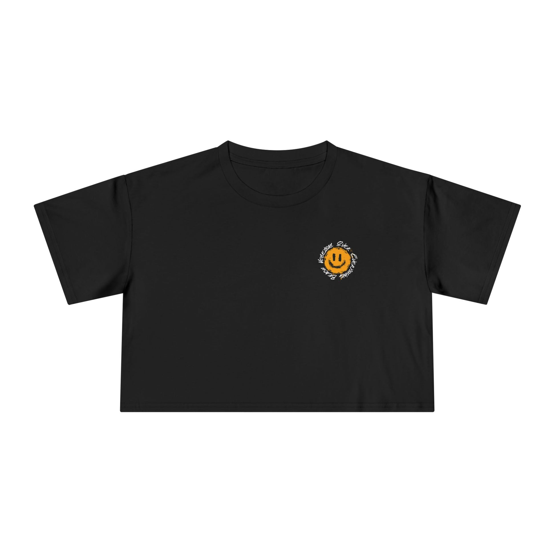 Smiley Message Women's Crop Tee | Casual Summer Top, Gift for Friends, Trendy Streetwear, Vacation Essentials