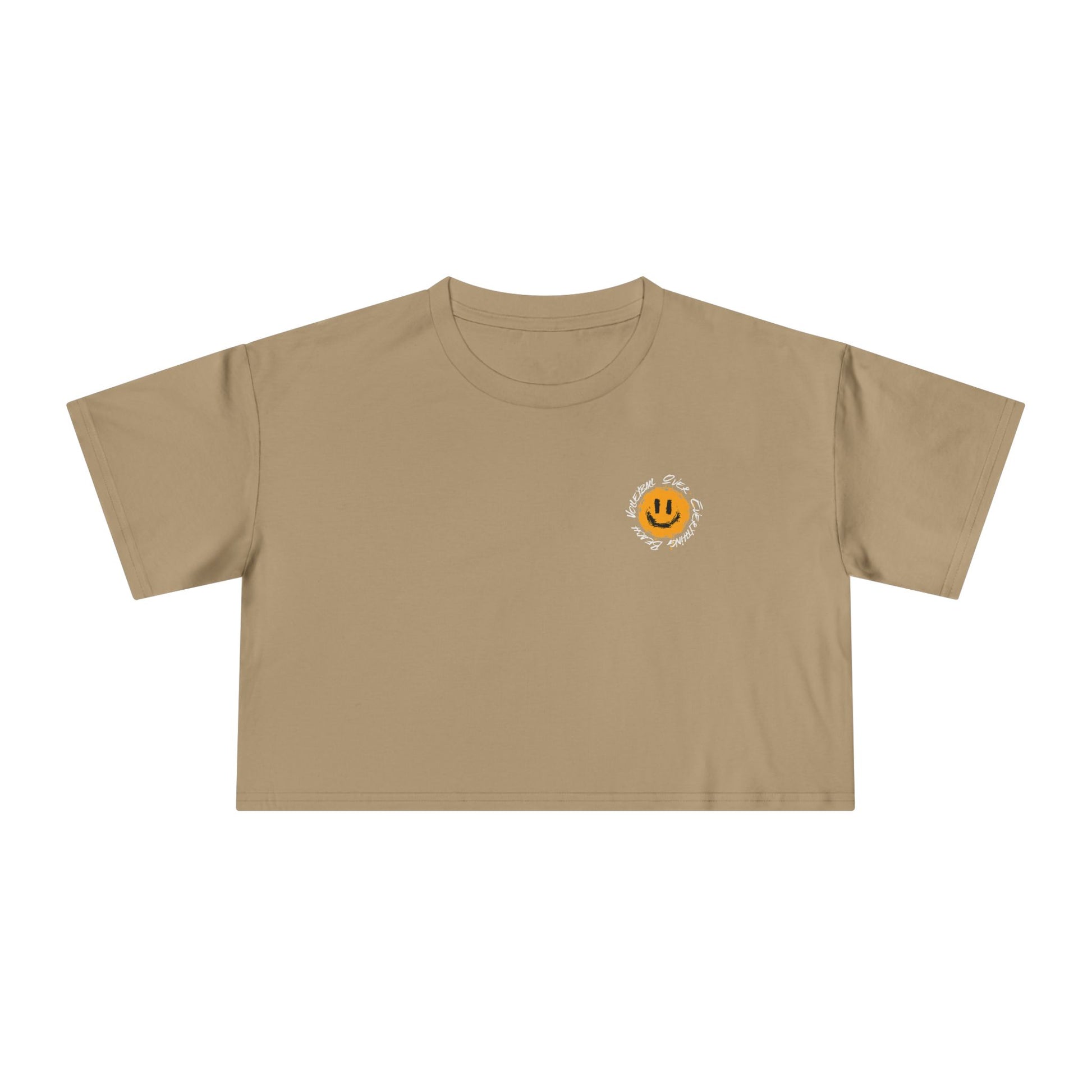 Smiley Message Women's Crop Tee | Casual Summer Top, Gift for Friends, Trendy Streetwear, Vacation Essentials