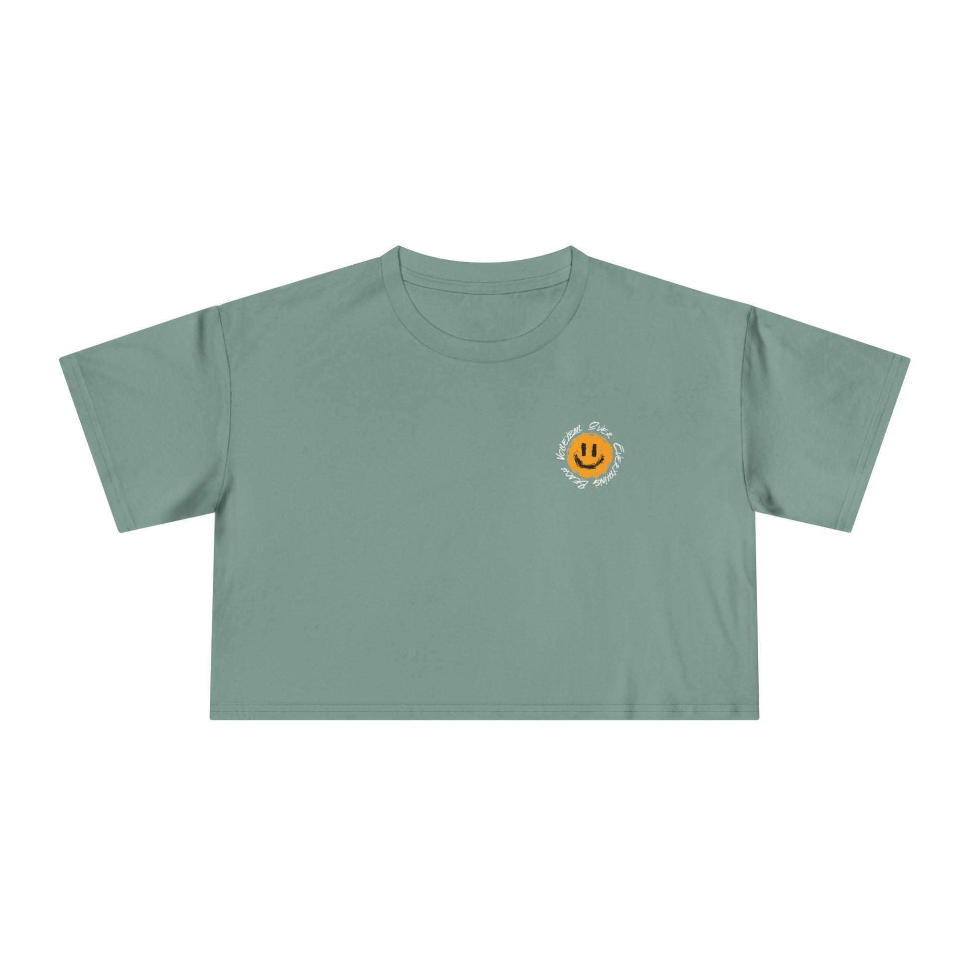 Smiley Message Women's Crop Tee | Casual Summer Top, Gift for Friends, Trendy Streetwear, Vacation Essentials