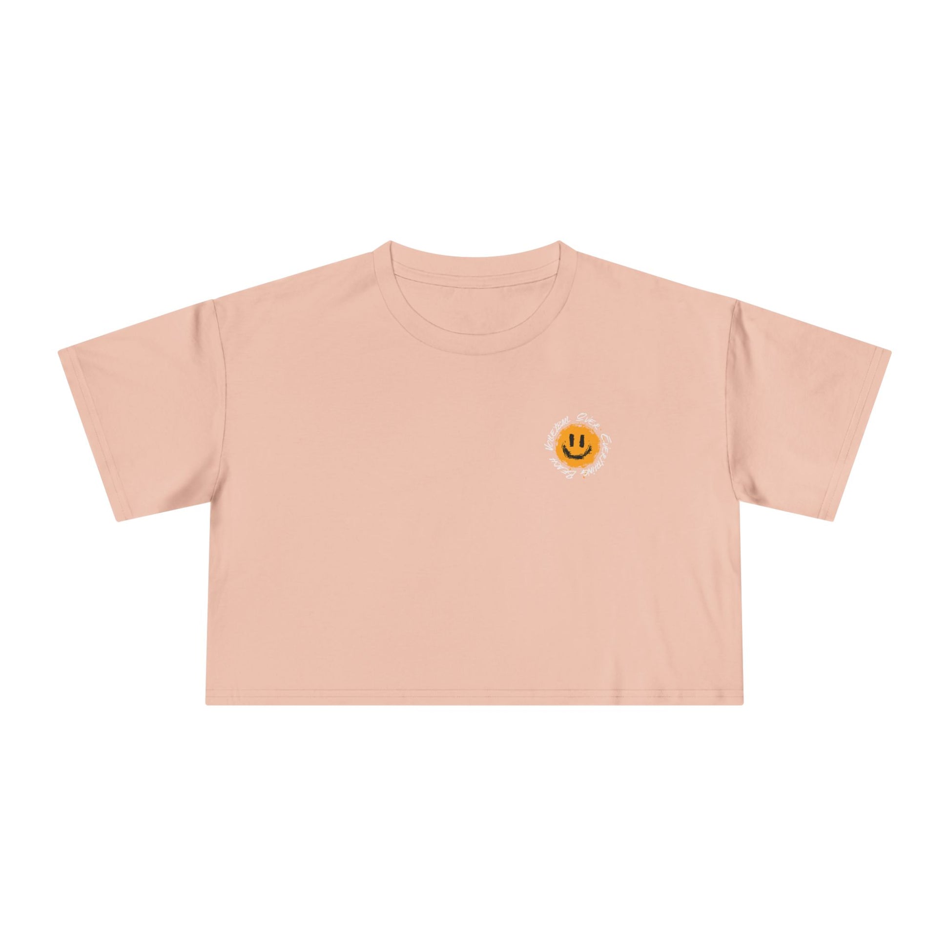 Smiley Message Women's Crop Tee | Casual Summer Top, Gift for Friends, Trendy Streetwear, Vacation Essentials