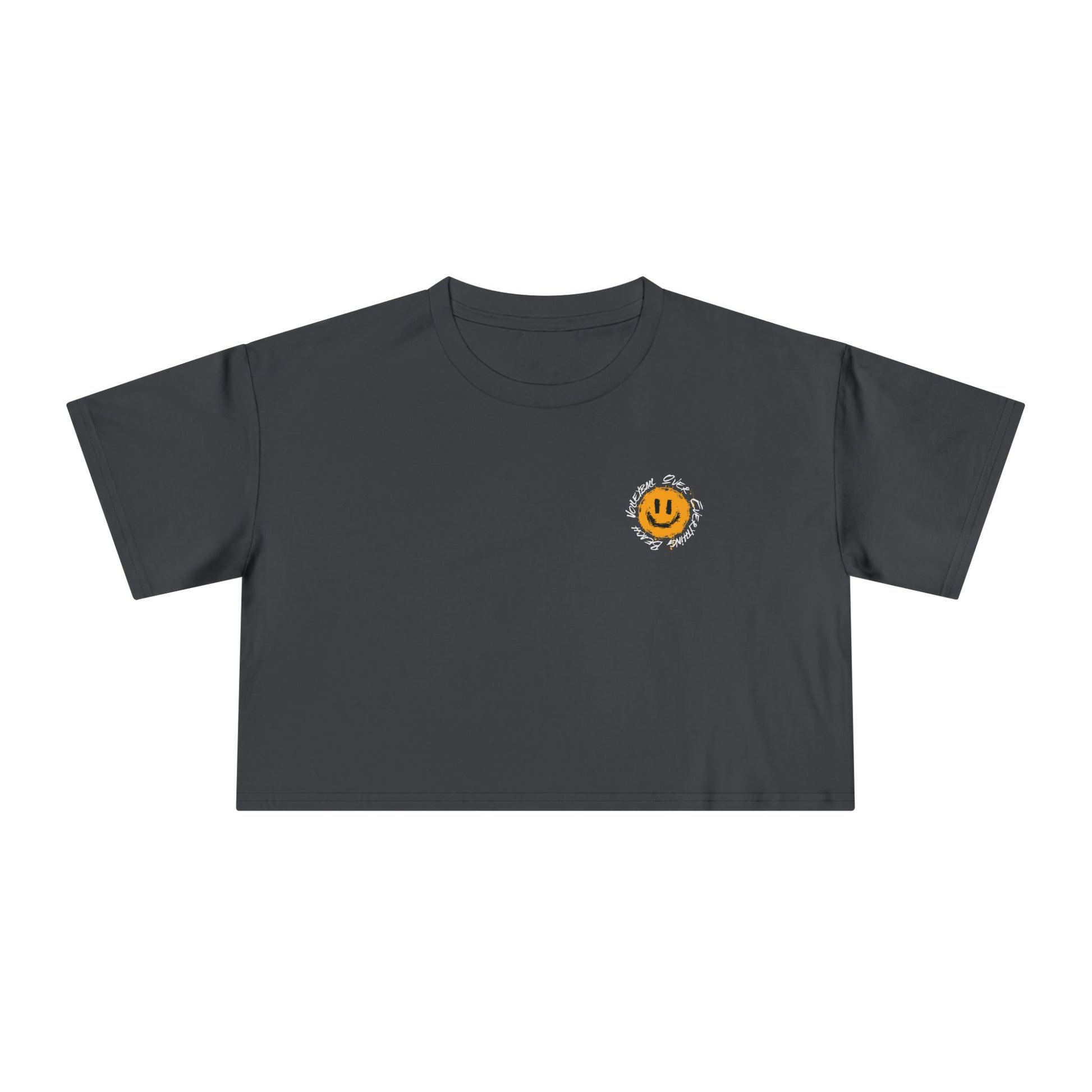 Smiley Message Women's Crop Tee | Casual Summer Top, Gift for Friends, Trendy Streetwear, Vacation Essentials