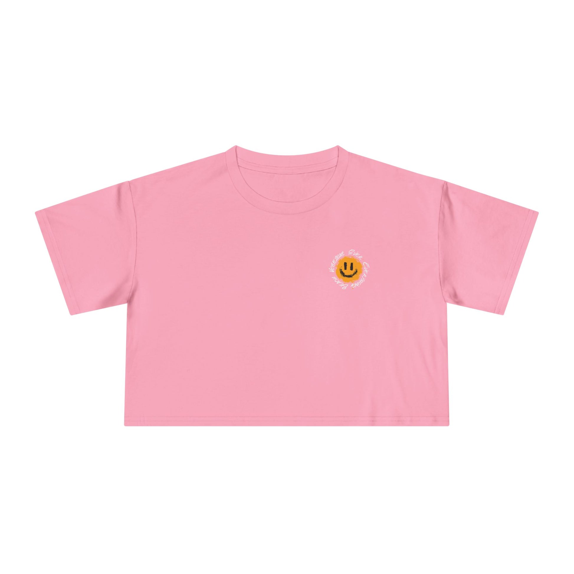 Smiley Message Women's Crop Tee | Casual Summer Top, Gift for Friends, Trendy Streetwear, Vacation Essentials