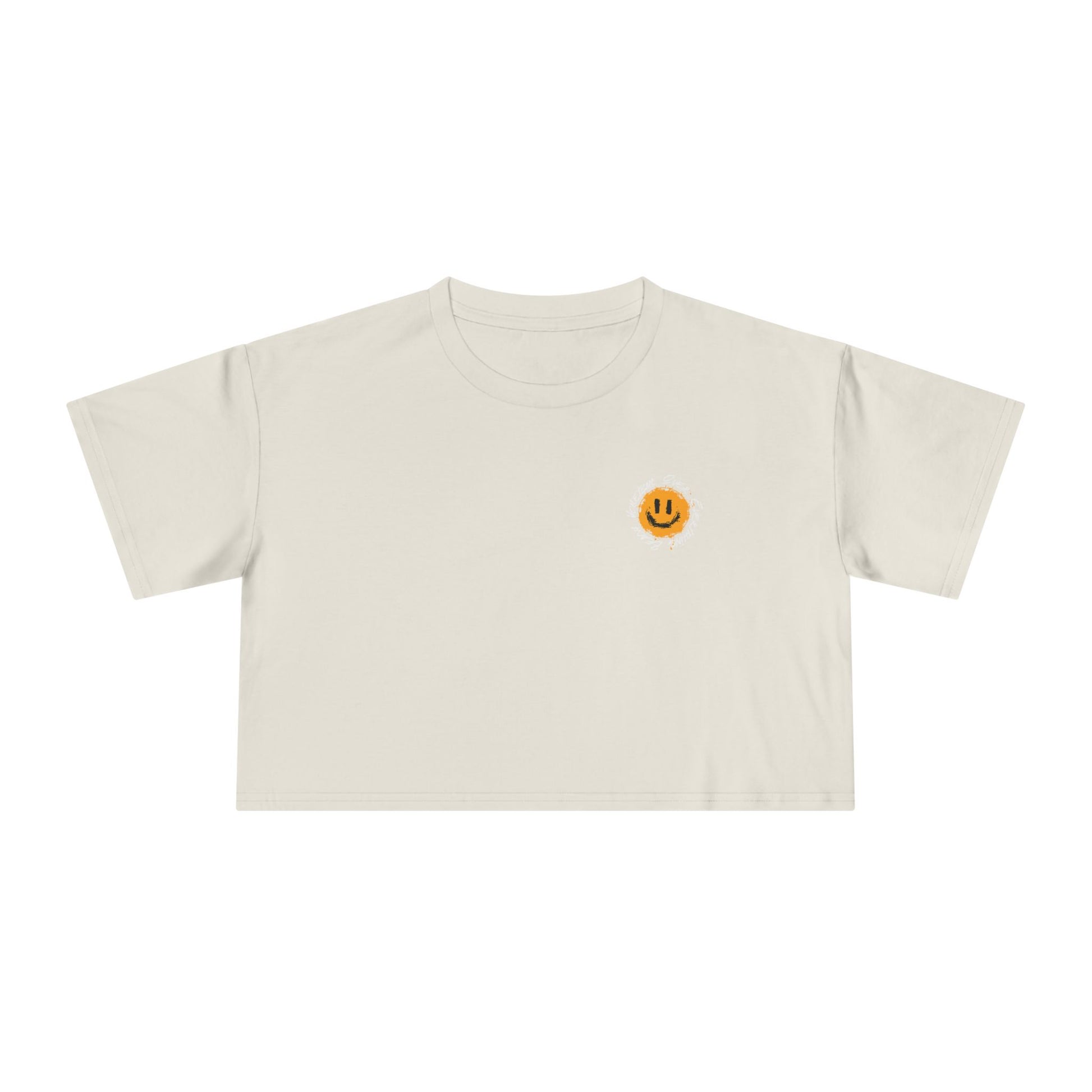 Smiley Message Women's Crop Tee | Casual Summer Top, Gift for Friends, Trendy Streetwear, Vacation Essentials
