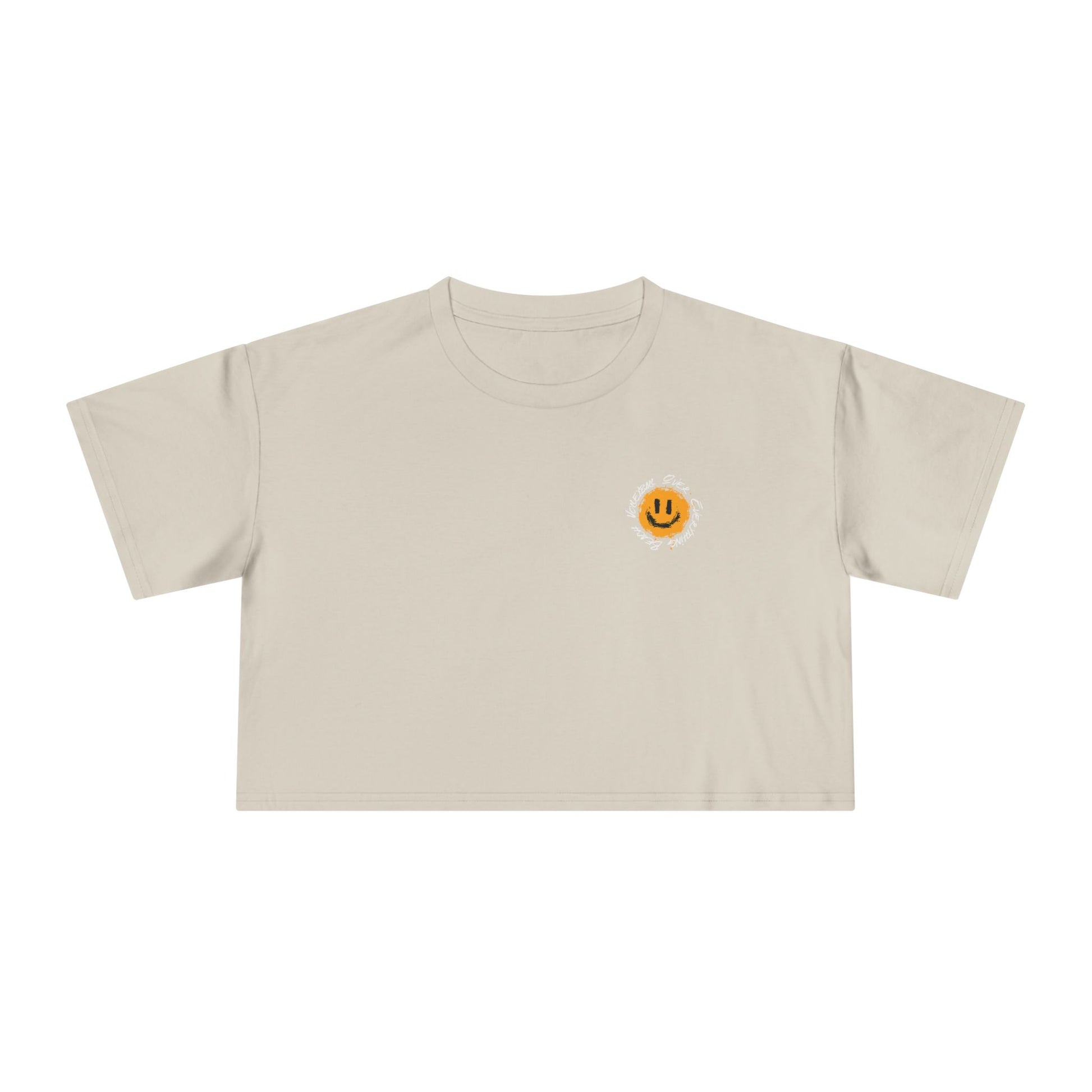 Smiley Message Women's Crop Tee | Casual Summer Top, Gift for Friends, Trendy Streetwear, Vacation Essentials