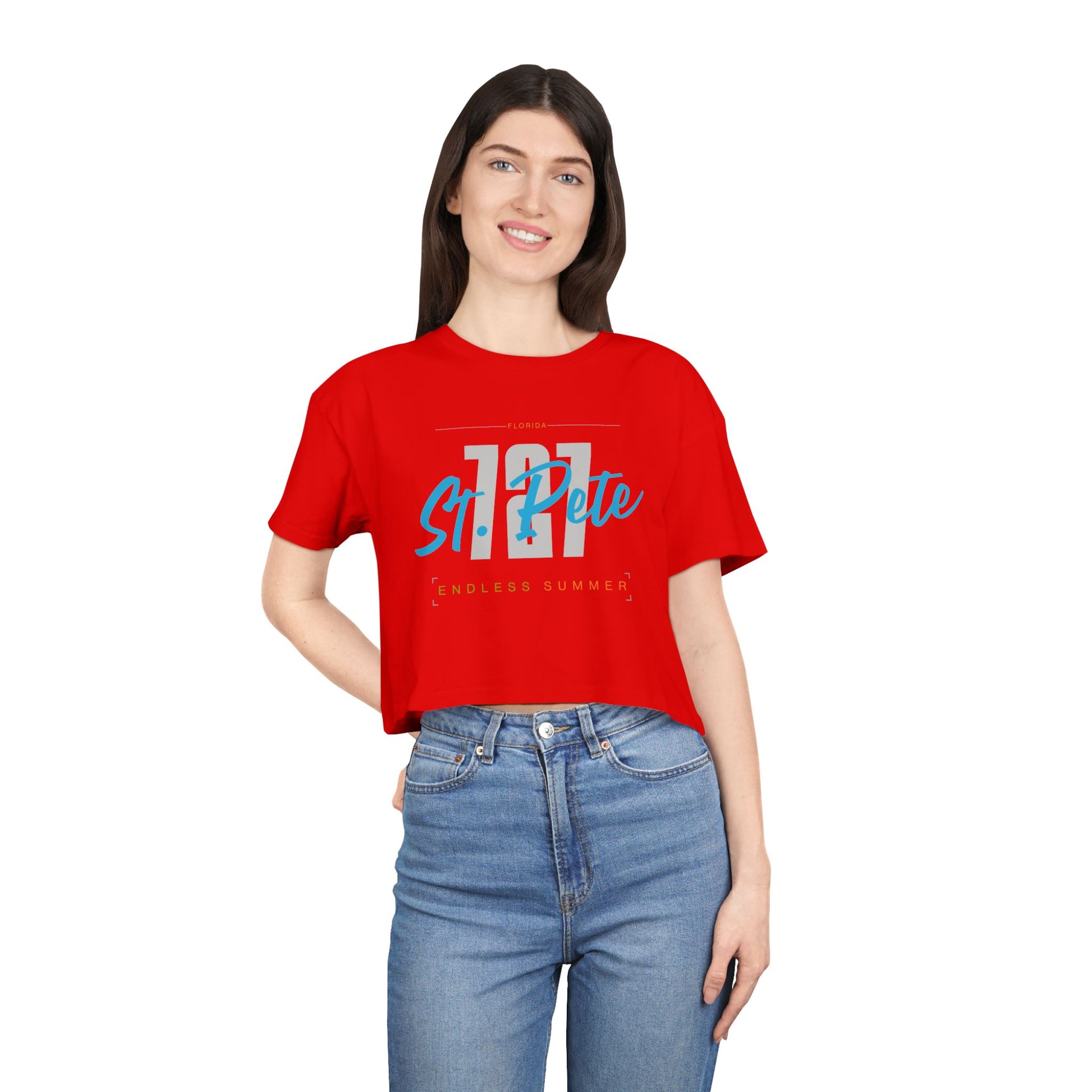 St. Pete Endless Summer Women's Crop Tee, Summer Vibes Shirt, Beachwear Top, Casual Tee, Vacation Essentials, Gift for Her