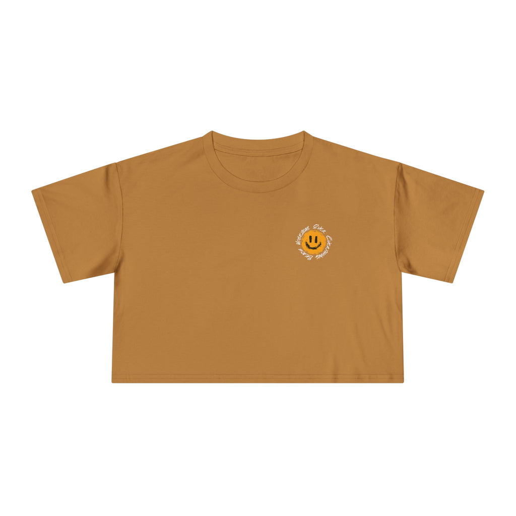 Smiley Message Women's Crop Tee | Casual Summer Top, Gift for Friends, Trendy Streetwear, Vacation Essentials
