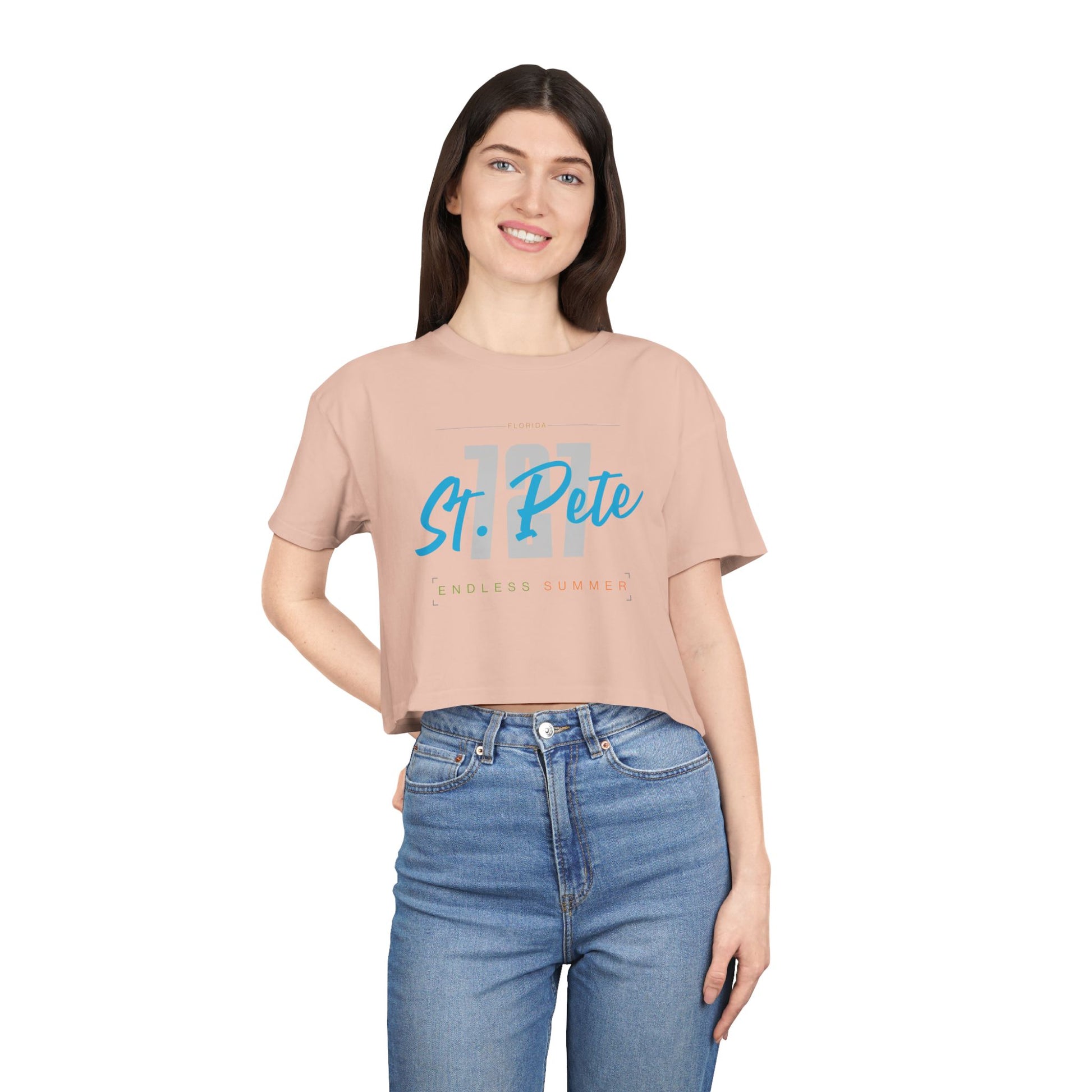 St. Pete Endless Summer Women's Crop Tee, Summer Vibes Shirt, Beachwear Top, Casual Tee, Vacation Essentials, Gift for Her