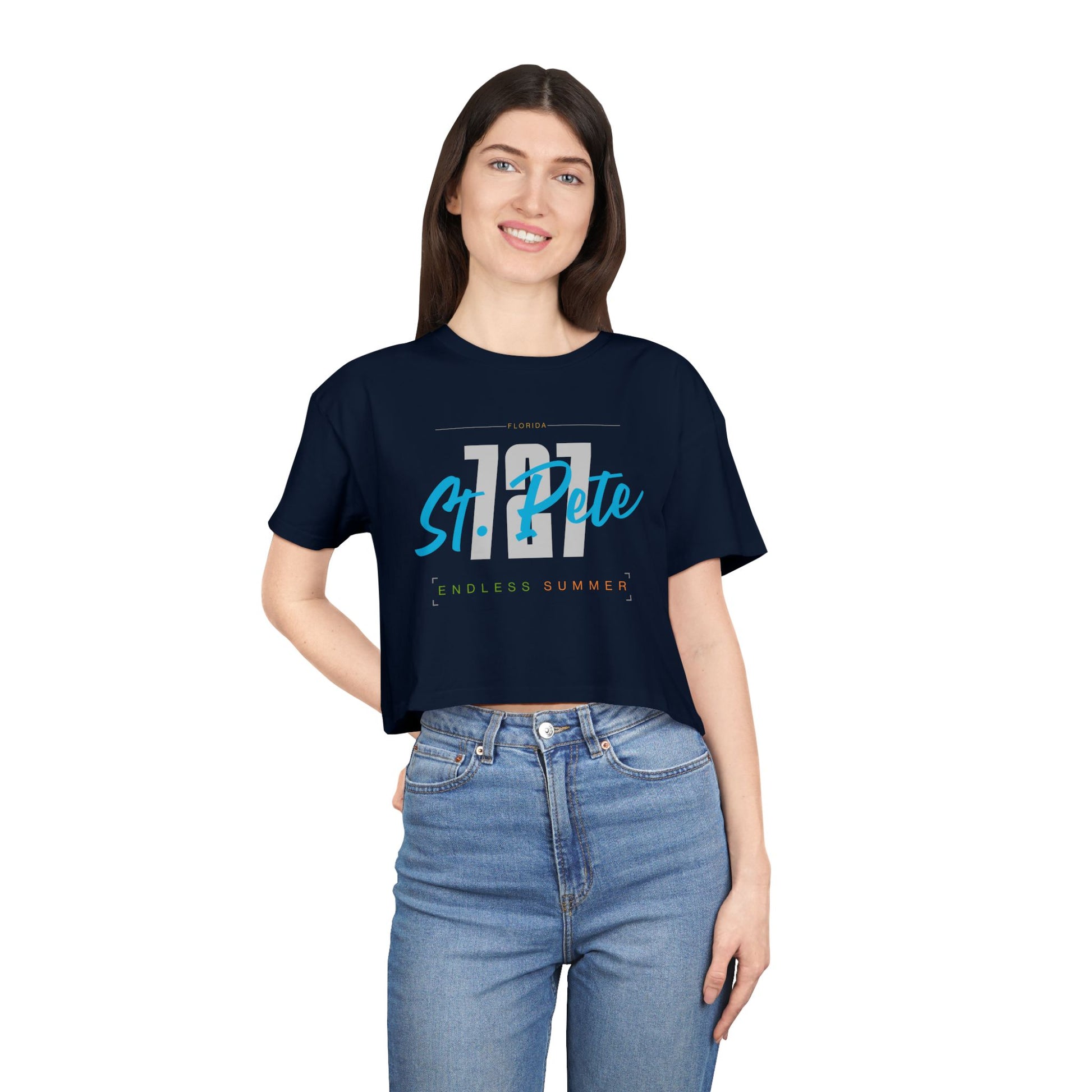 St. Pete Endless Summer Women's Crop Tee, Summer Vibes Shirt, Beachwear Top, Casual Tee, Vacation Essentials, Gift for Her