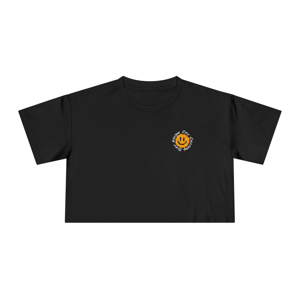 Smiley Message Women's Crop Tee | Casual Summer Top, Gift for Friends, Trendy Streetwear, Vacation Essentials