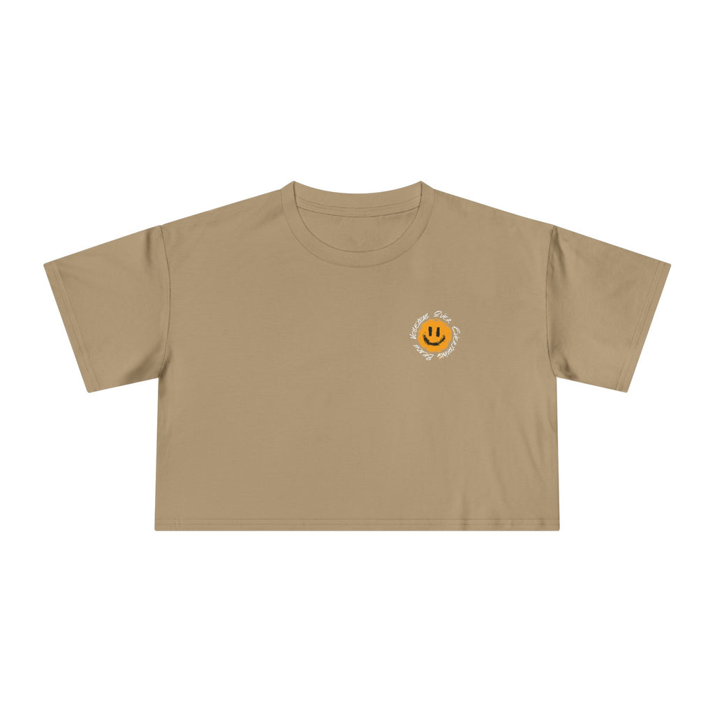 Smiley Message Women's Crop Tee | Casual Summer Top, Gift for Friends, Trendy Streetwear, Vacation Essentials