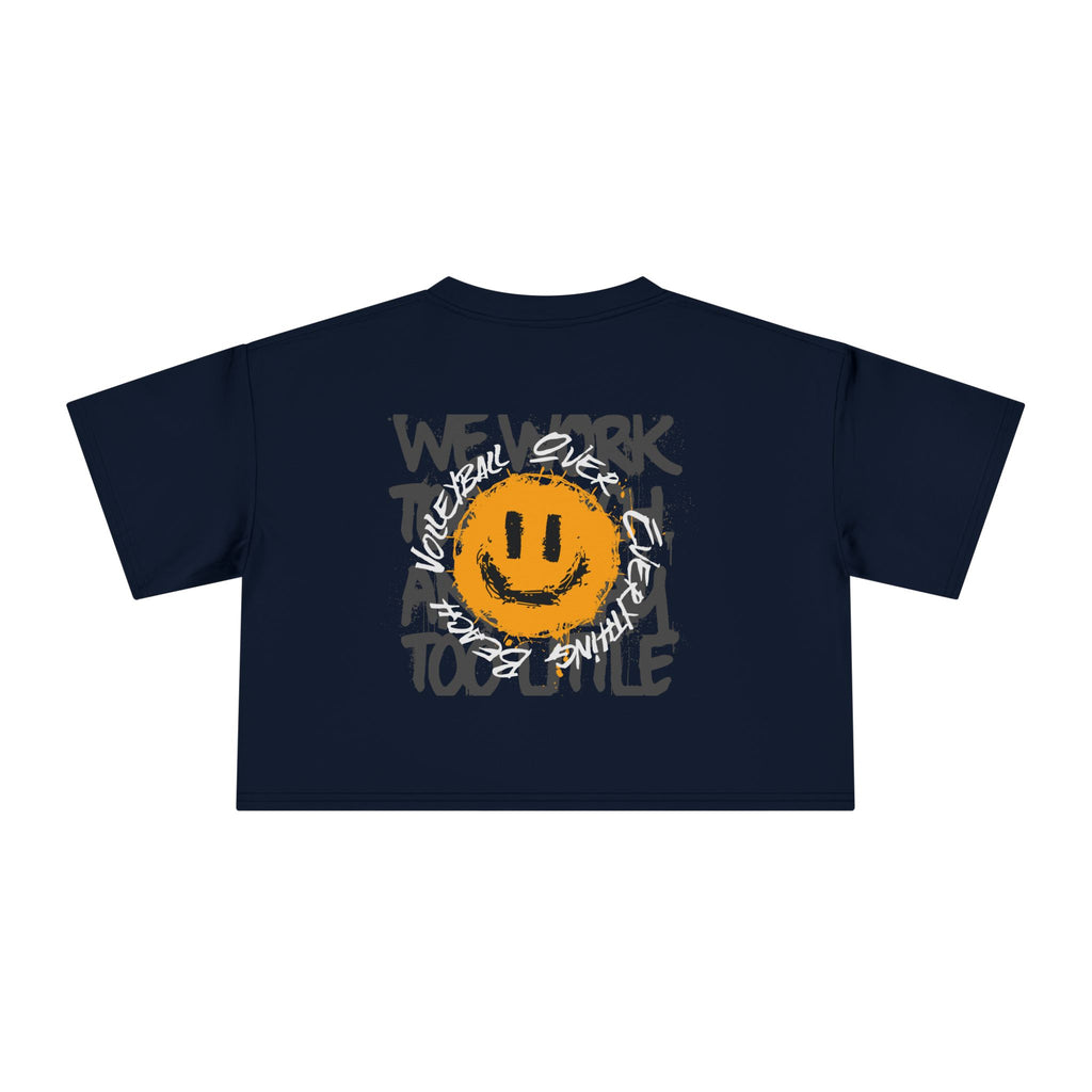 Smiley Message Women's Crop Tee | Casual Summer Top, Gift for Friends, Trendy Streetwear, Vacation Essentials