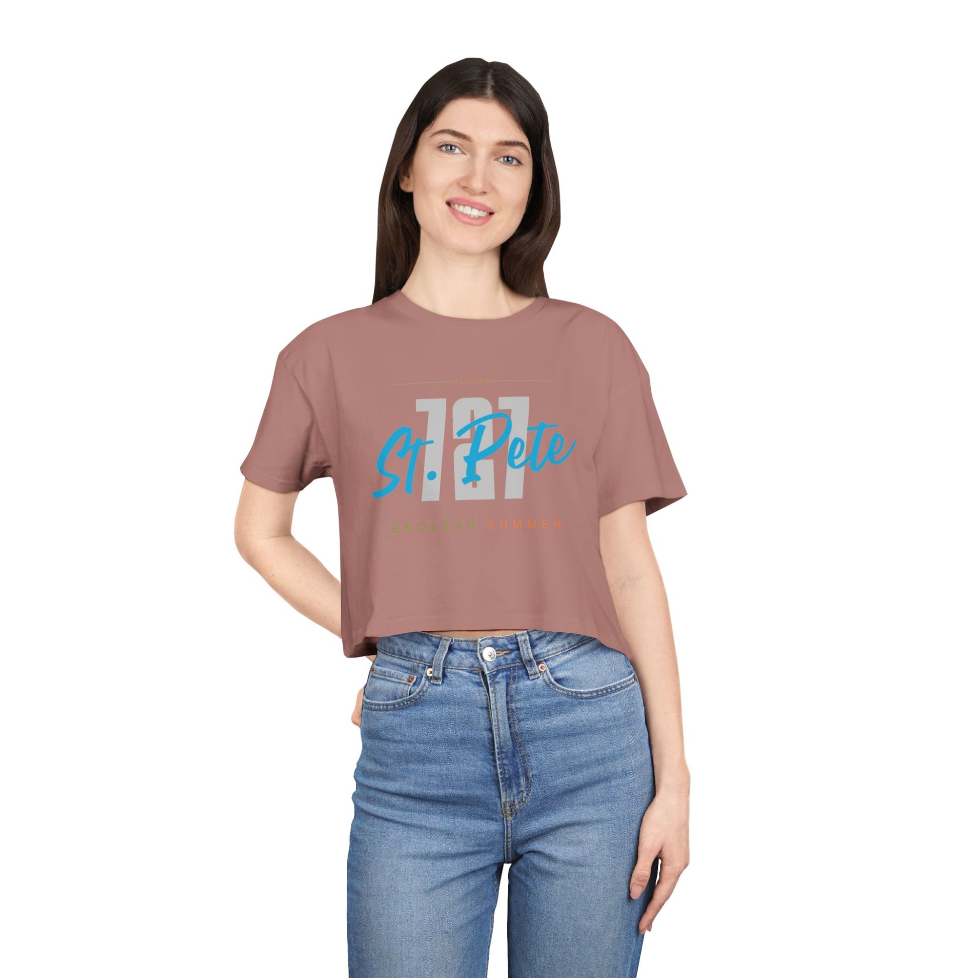 St. Pete Endless Summer Women's Crop Tee, Summer Vibes Shirt, Beachwear Top, Casual Tee, Vacation Essentials, Gift for Her