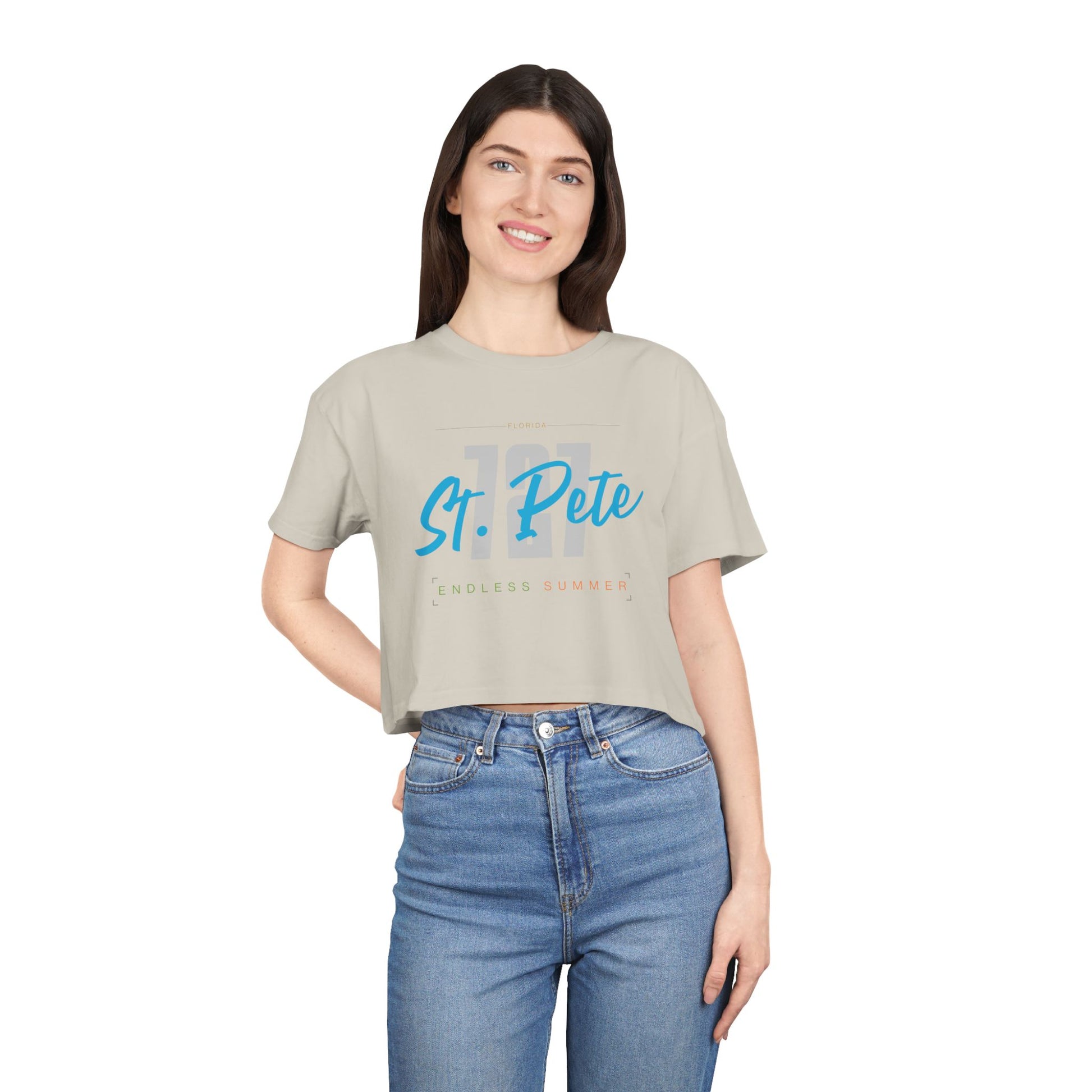 St. Pete Endless Summer Women's Crop Tee, Summer Vibes Shirt, Beachwear Top, Casual Tee, Vacation Essentials, Gift for Her