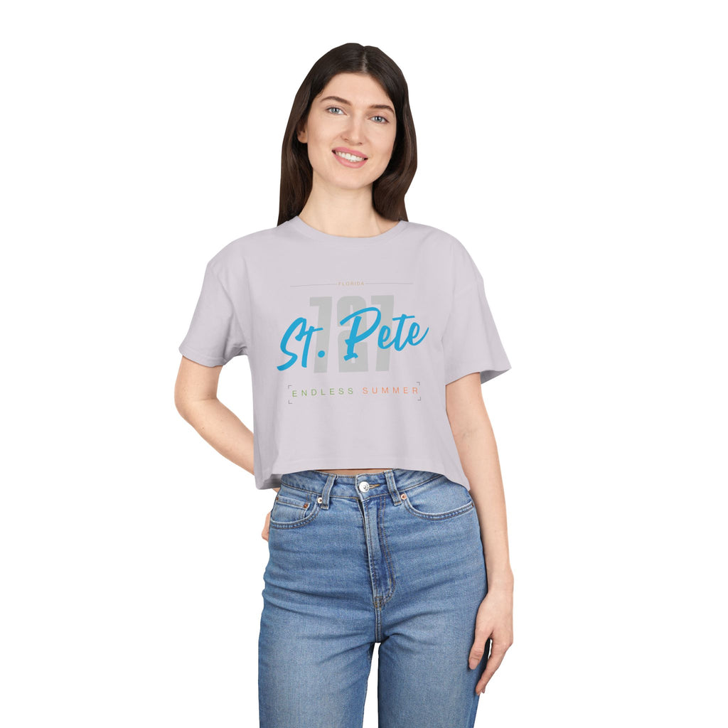 St. Pete Endless Summer Women's Crop Tee, Summer Vibes Shirt, Beachwear Top, Casual Tee, Vacation Essentials, Gift for Her