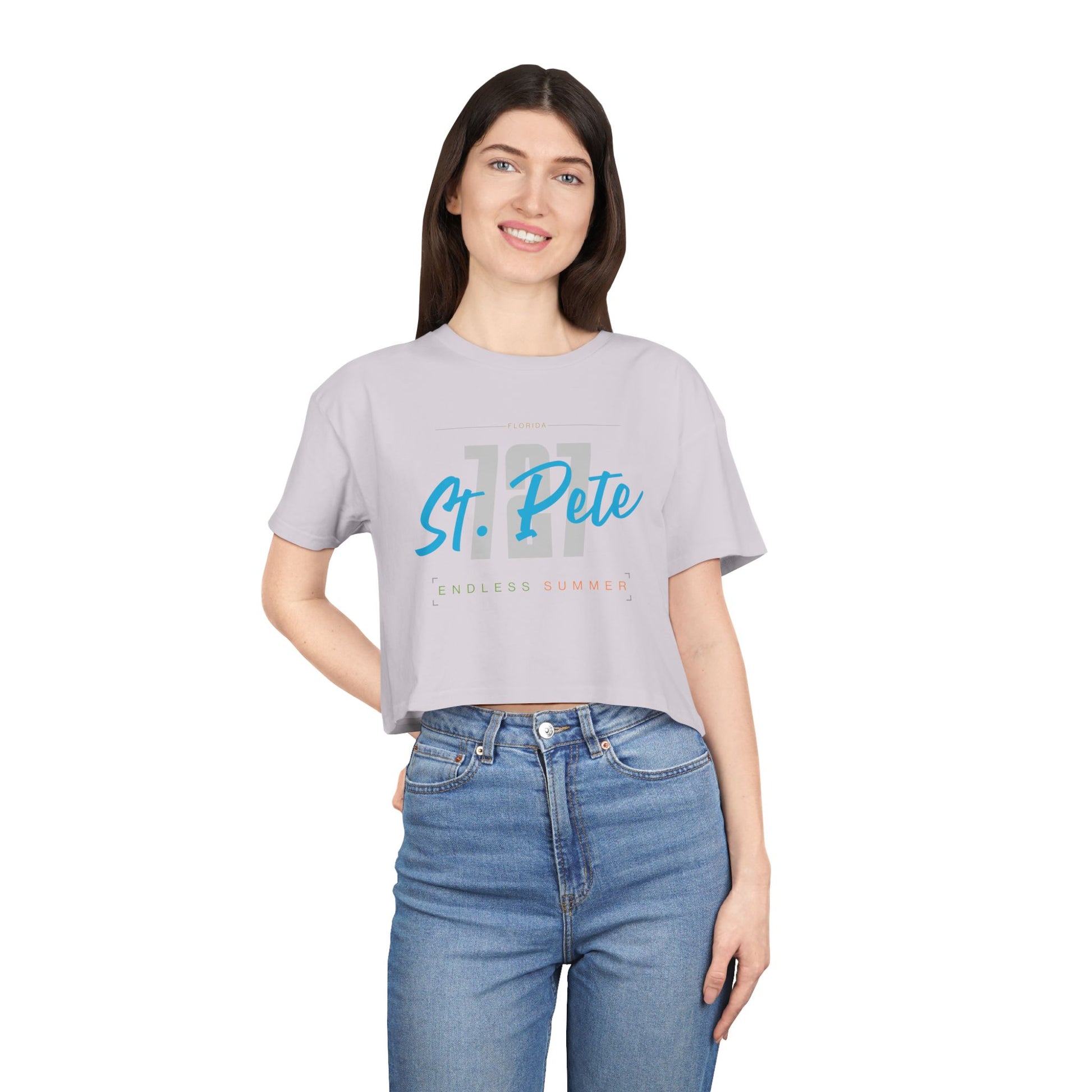 St. Pete Endless Summer Women's Crop Tee, Summer Vibes Shirt, Beachwear Top, Casual Tee, Vacation Essentials, Gift for Her