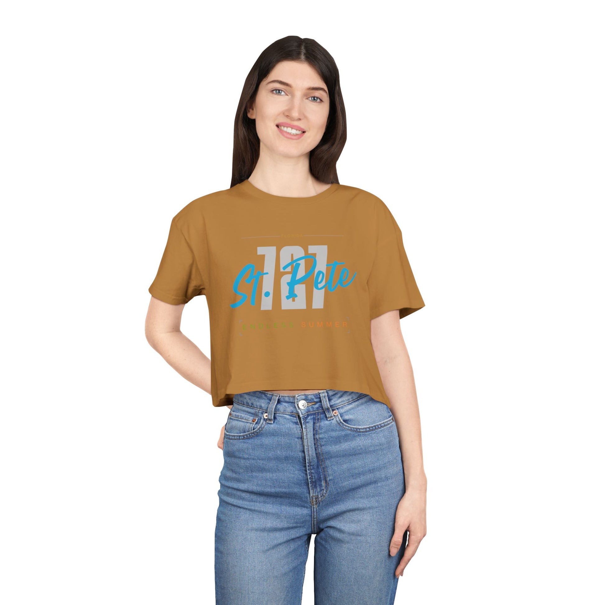 St. Pete Endless Summer Women's Crop Tee, Summer Vibes Shirt, Beachwear Top, Casual Tee, Vacation Essentials, Gift for Her