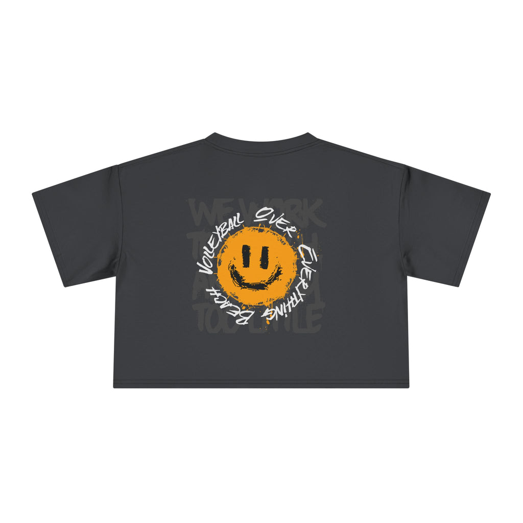 Smiley Message Women's Crop Tee | Casual Summer Top, Gift for Friends, Trendy Streetwear, Vacation Essentials