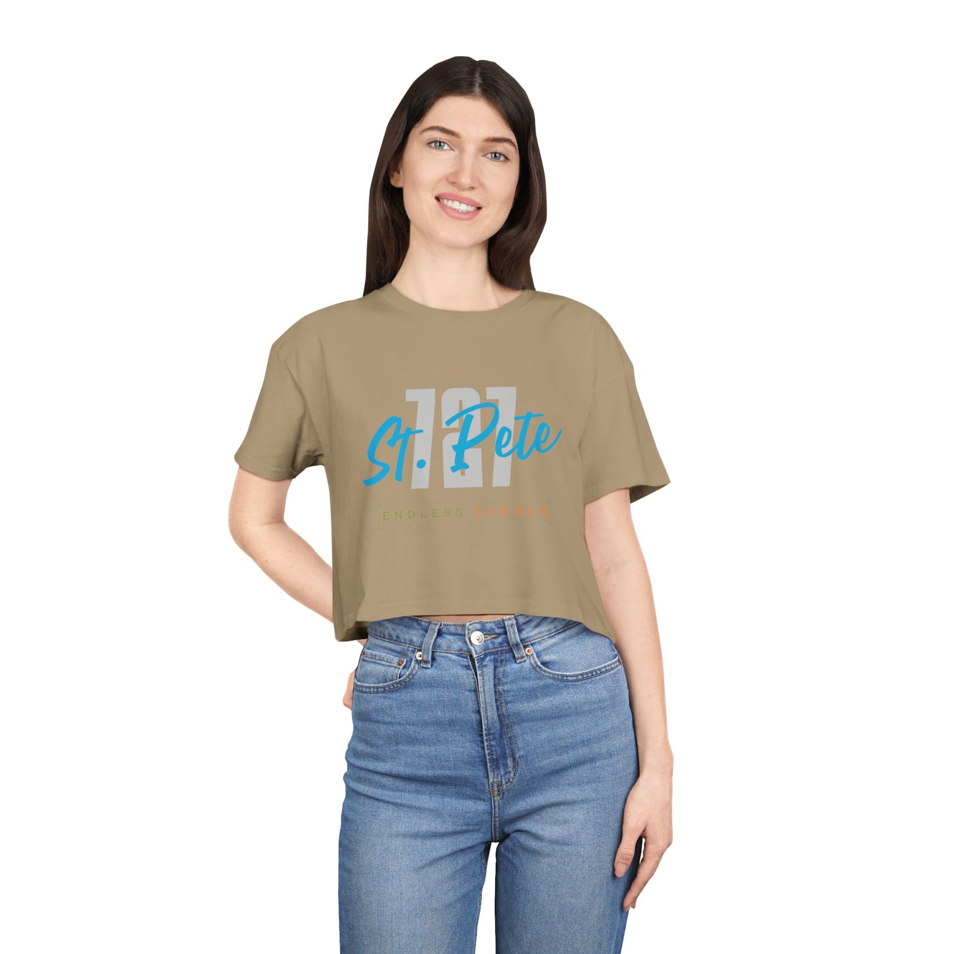 St. Pete Endless Summer Women's Crop Tee, Summer Vibes Shirt, Beachwear Top, Casual Tee, Vacation Essentials, Gift for Her