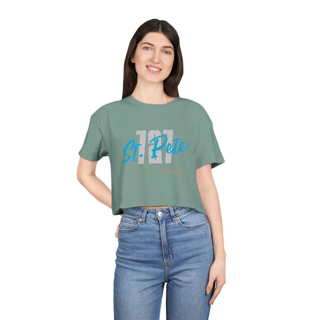 St. Pete Endless Summer Women's Crop Tee, Summer Vibes Shirt, Beachwear Top, Casual Tee, Vacation Essentials, Gift for Her