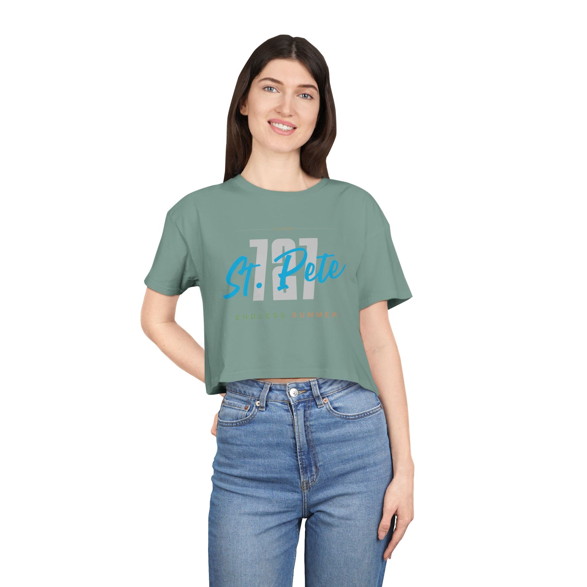St. Pete Endless Summer Women's Crop Tee, Summer Vibes Shirt, Beachwear Top, Casual Tee, Vacation Essentials, Gift for Her