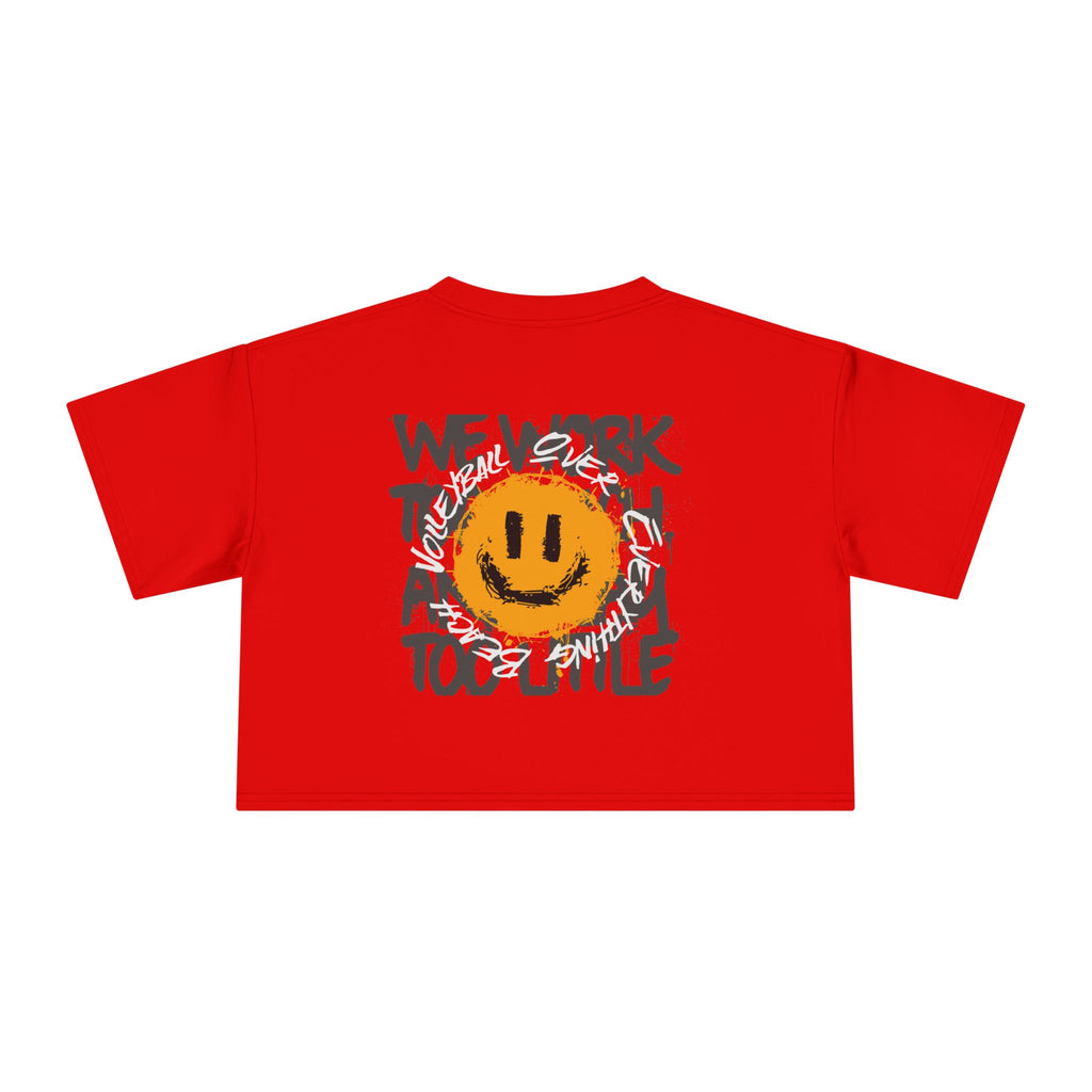 Smiley Message Women's Crop Tee | Casual Summer Top, Gift for Friends, Trendy Streetwear, Vacation Essentials